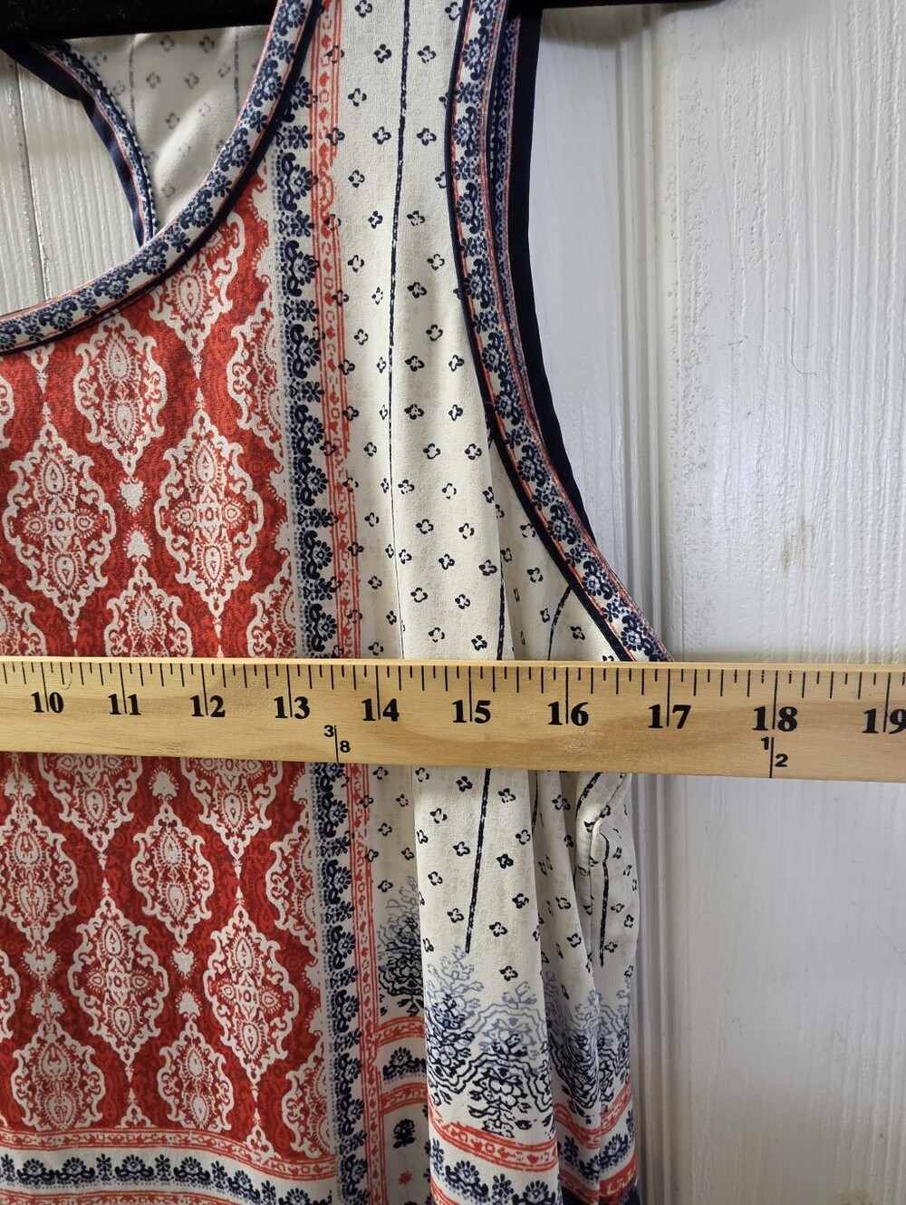 Max Studio White, Red & Blue Sleeveless Printed Shift Dress L - Picture 7 of 8